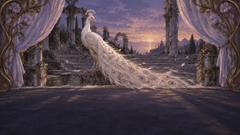 White Peacock in Marble Amphitheater