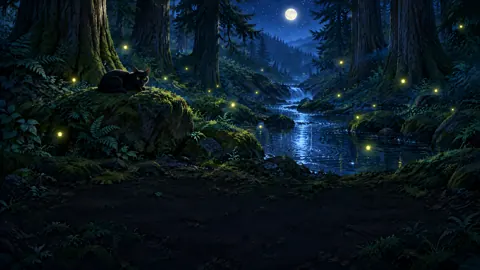 Black Cat by Moonlit Creek