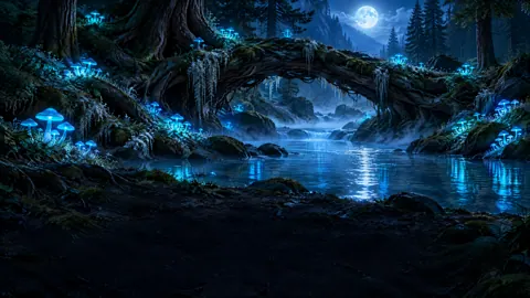 Moonlit Cedar Bridge Brook
