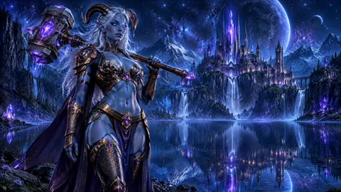 Horned Warrior by Moonlit Lake
