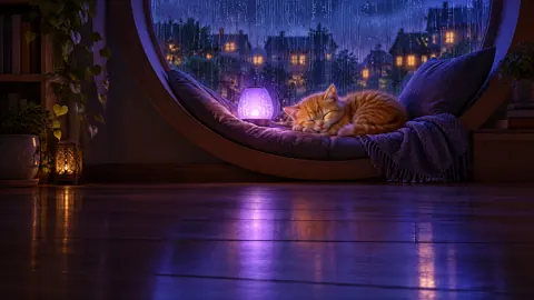 Sleeping Ginger Kitten by Violet Lamp