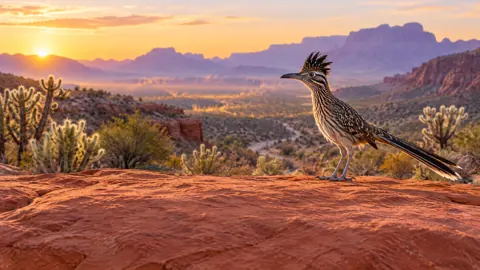 Greater Roadrunner on Sandstone Ledge