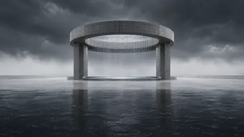 Brutalist Rain Collector Plaza