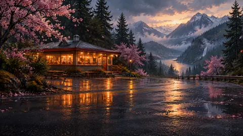Mountain Diner in Spring Rain