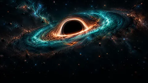 Black Hole With Teal Accretion Disk