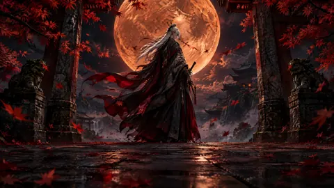 White-Haired Guardian Under Copper Moon