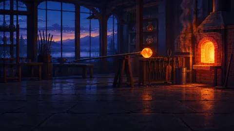 Glassblower With Molten Orb