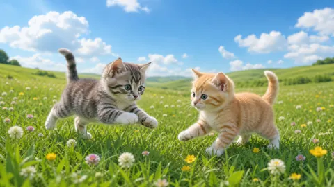 Two Kittens in Meadow