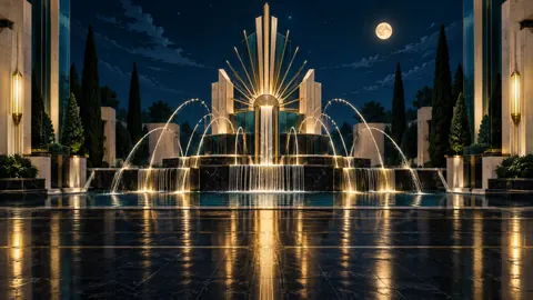 Art Deco Moonlit Fountain