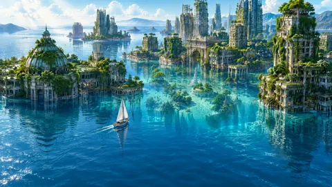 Flooded Coastal City Sailboat
