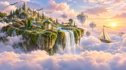 Floating Castle Garden Waterfalls