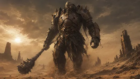 Armored Giant in Desert Ruins