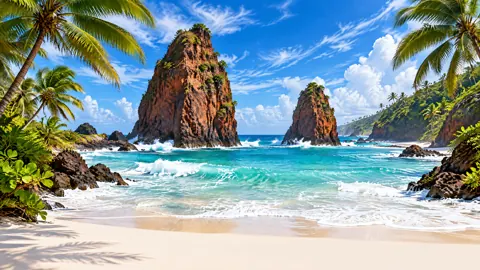 Tropical Cove With Red Sea Stacks