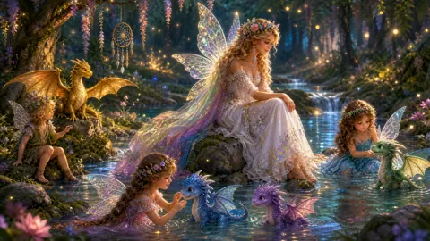 Fairy Family With Baby Dragons