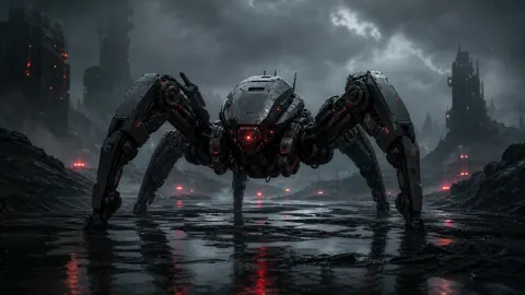 Mech Spider on Wet Ruins