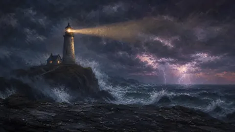 Lighthouse Beacon in Storm