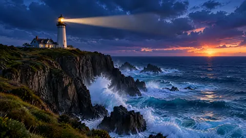 Lighthouse Above Stormy Cliffs