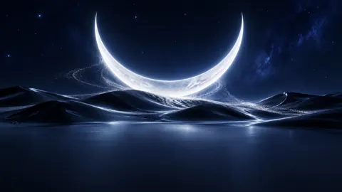 White Crescent Over Black Dunes