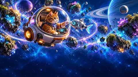 Tabby Cat and Robot Fish