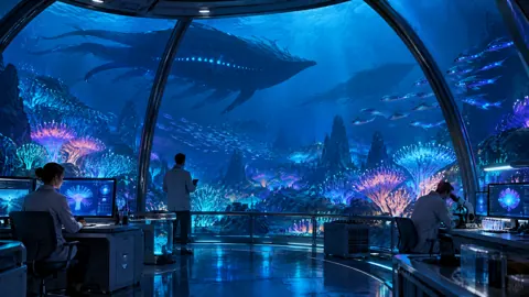 Underwater Lab Above Alien Coral