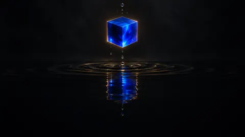 Blue Cube Above Black Pool