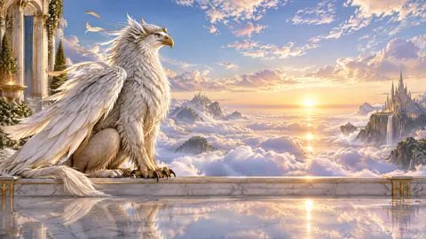 White Griffin Above Cloud Castles