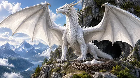 White Dragon With Eggs