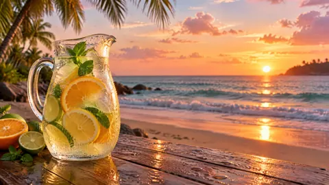 Citrus Soda on Beach Table