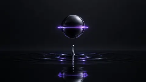 Glowing Sphere Over Black Pool