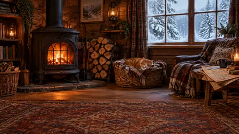 Ginger Cat by Wood Stove