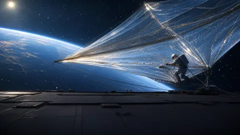 Astronaut Repairing Solar Sail