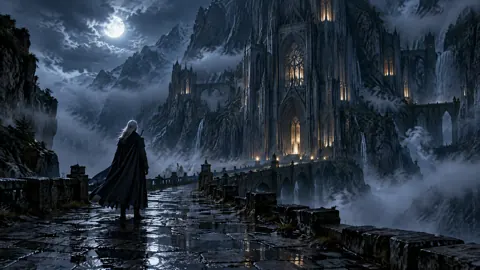 Silver-Haired Traveler at Cathedral