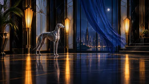 Silver Greyhound in Art Deco Hall