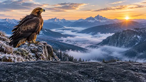 Golden Eagle Above Foggy Valley