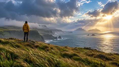 Traveler on Misty Cliffs