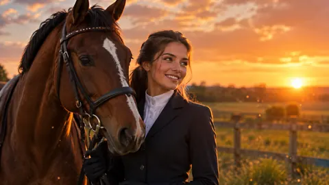 Equestrian Woman With Racehorse