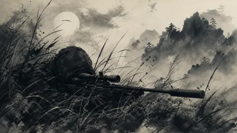 Hooded Sniper Under Full Moon