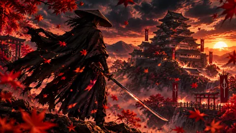 Samurai Overlooking Japanese Castle
