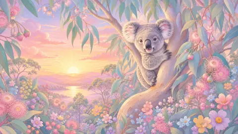 Koala in Eucalyptus Tree