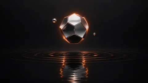 Silver Dodecahedron Over Black Pool
