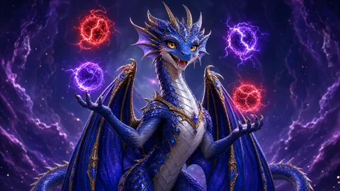 Blue Wyvern with Lightning Orbs