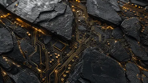 Gold Circuitry in Slate
