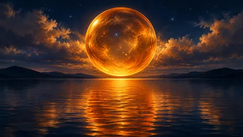 Amber Sun Over Midnight Lake