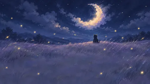 Black Cat in Lavender Meadow