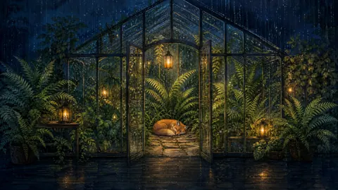 Greenhouse Fox in Rain