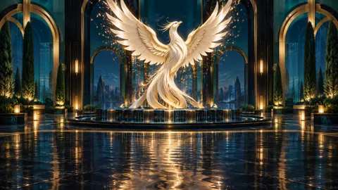 Ivory Phoenix in Art Deco Courtyard