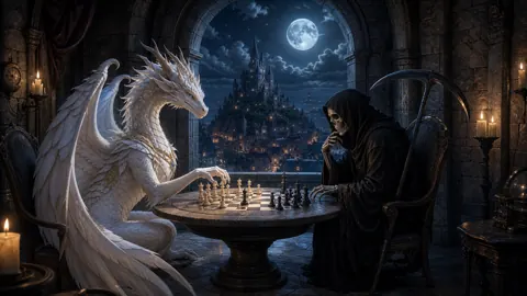 Wyvern Playing Chess With Grim Reaper
