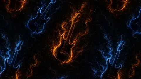 Glowing Electric Guitars on Black