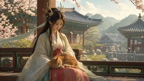 Joseon Woman With Ginger Cat