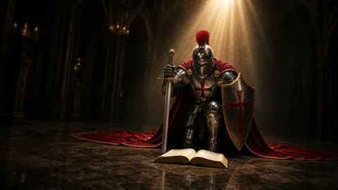 Kneeling Knight in Cathedral